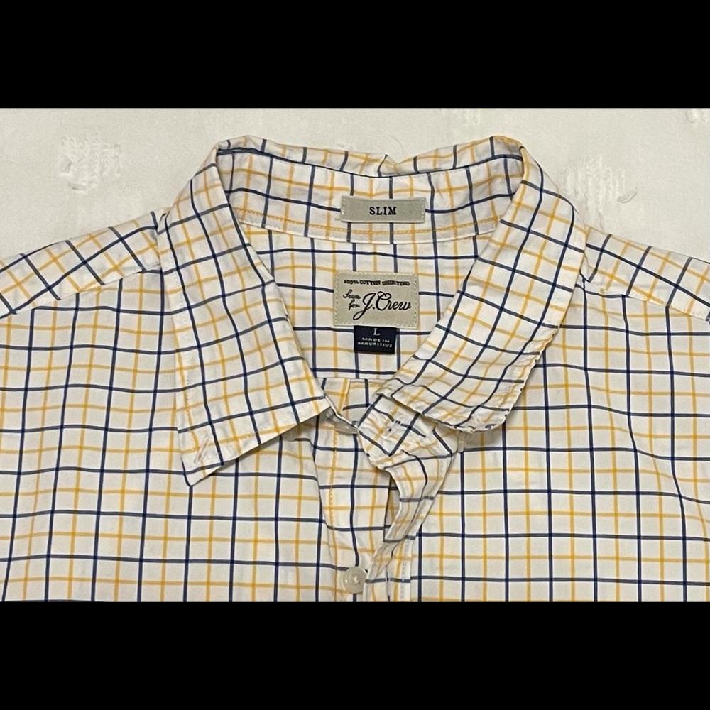 J. Crew Shirt Men’s Size L, Blue Yellow - Picture 2 of 13